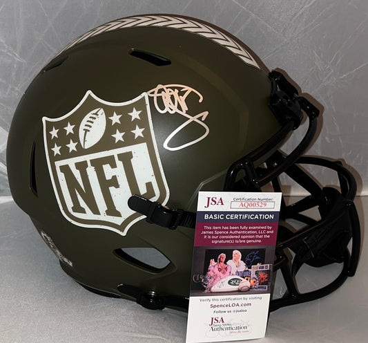 Al Michaels signed NFL Shield Salute To Service Full Size Helmet JSA
