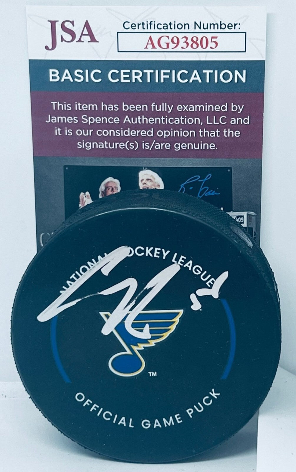 Colton Parayko signed St. Louis Blues Official Game Puck autographed JSA