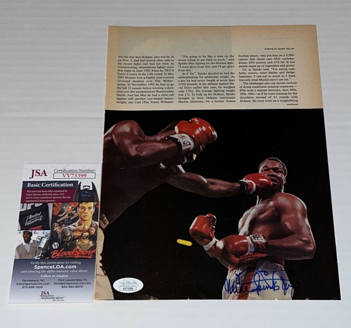 Michael Spinks Jinx signed Magazine Page Boxing Champ autographed 9 JSA