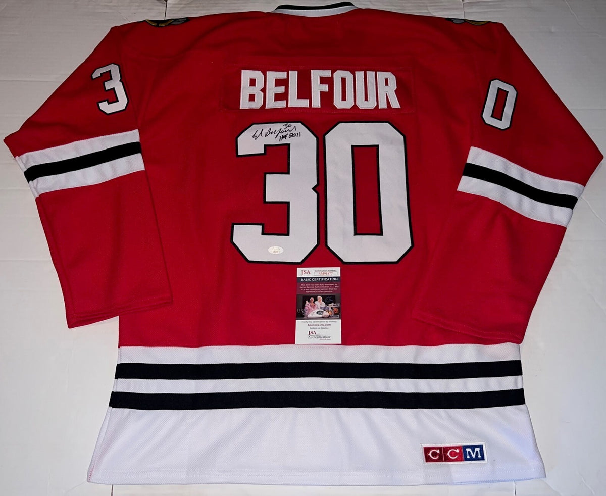 Ed Belfour signed Chicago Blackhawks jersey autographed With HOF Inscription JSA