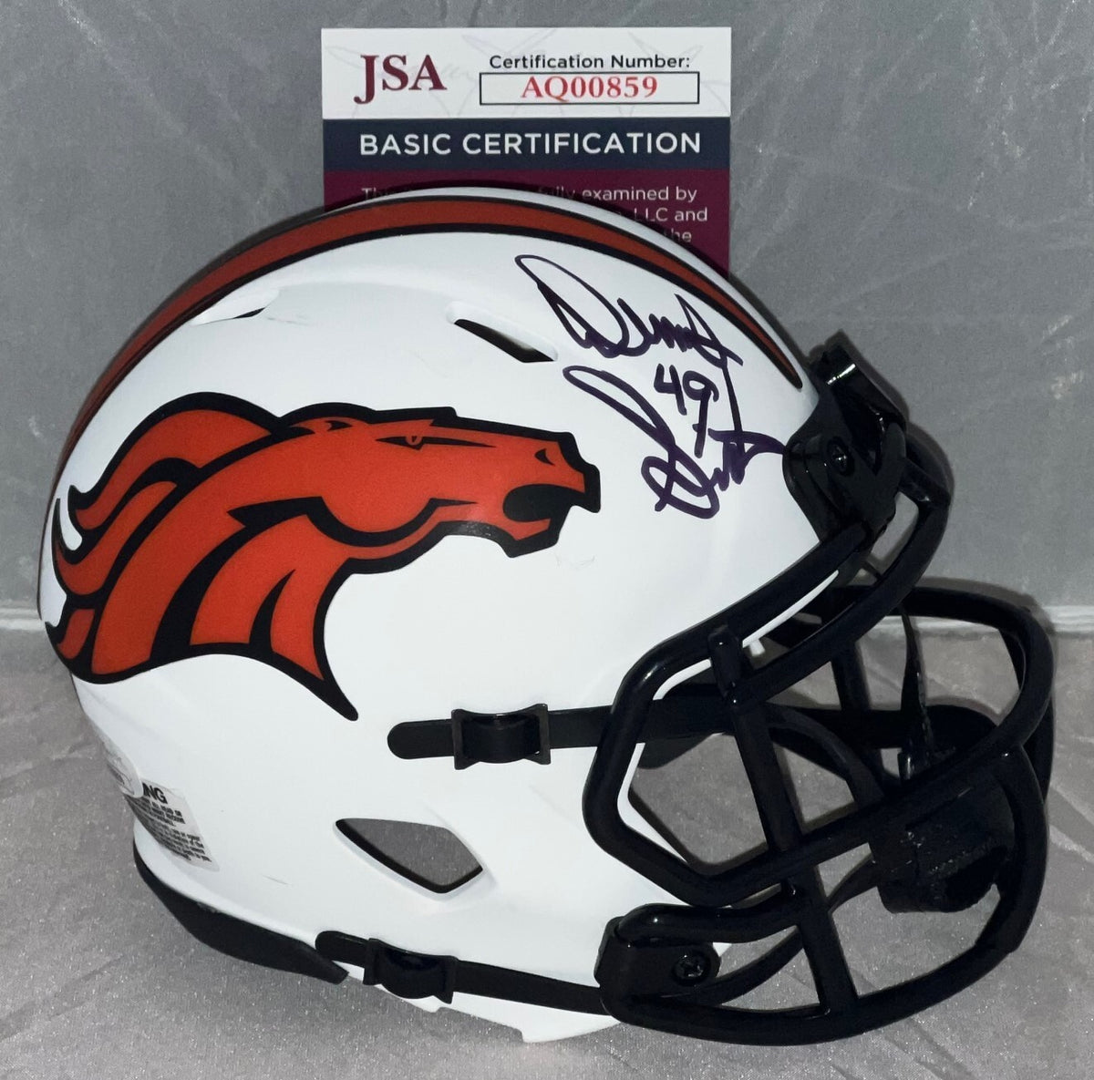 Dennis Smith signed Denver Broncos Lunar Eclipse mini helmet autographed JSA