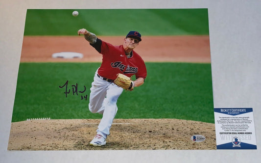 Zach Plesac signed Cleveland Indians 11x14 photo #1 Beckett Witnessed