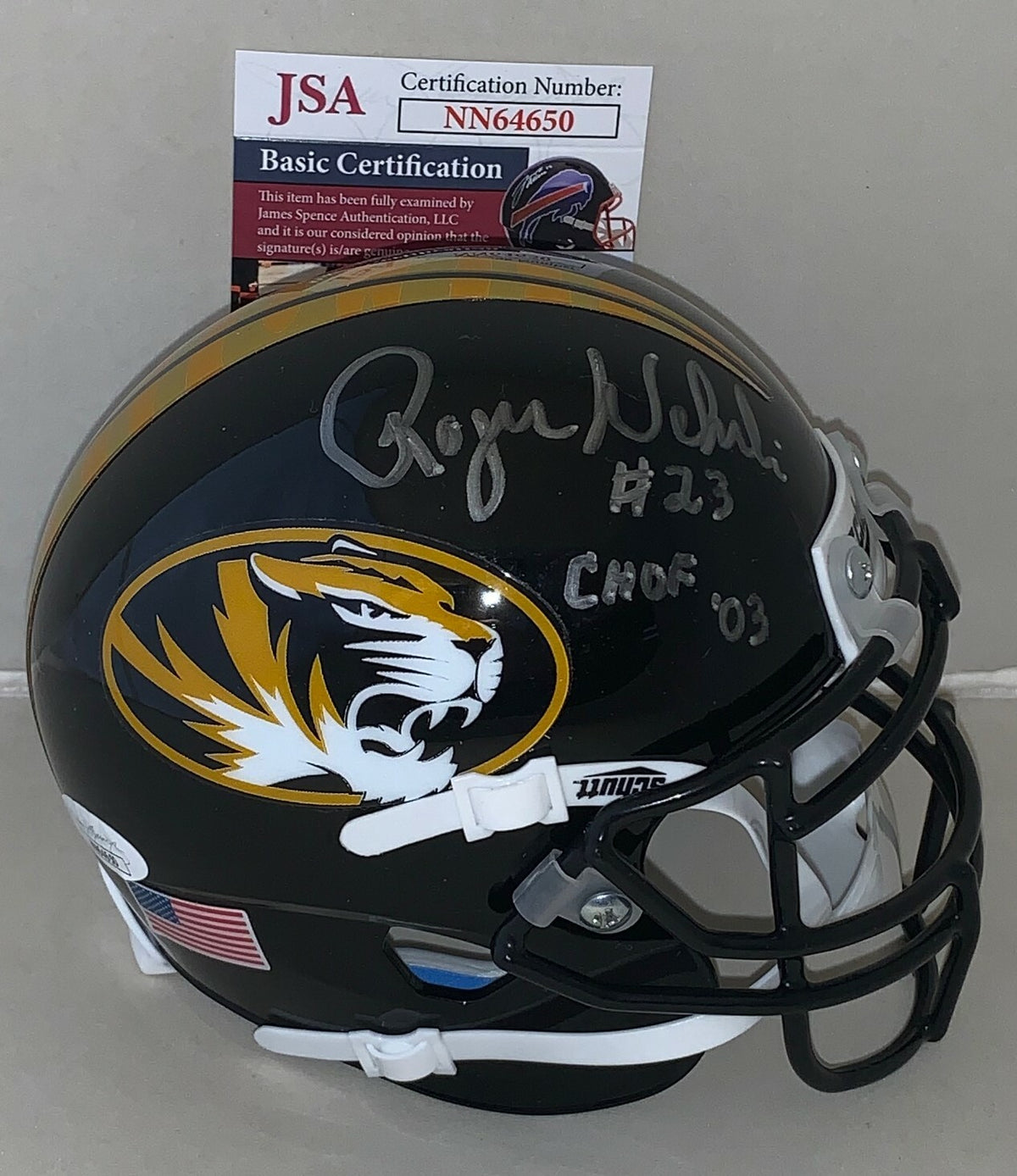 Roger Wehrli signed Missouri Tigers mini helmet autographed W/ CHOF Inscr. JSA 