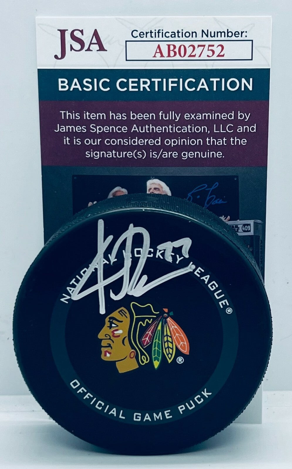 Kirby Dach signed Chicago Blackhawks Official Game Puck autographed Hawks JSA