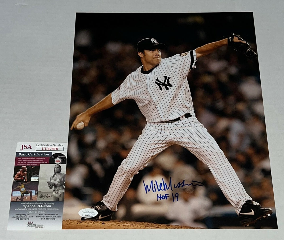 Mike Mussina signed New York Yankees 11x14 photo W/ HOF Inscription 2 JSA