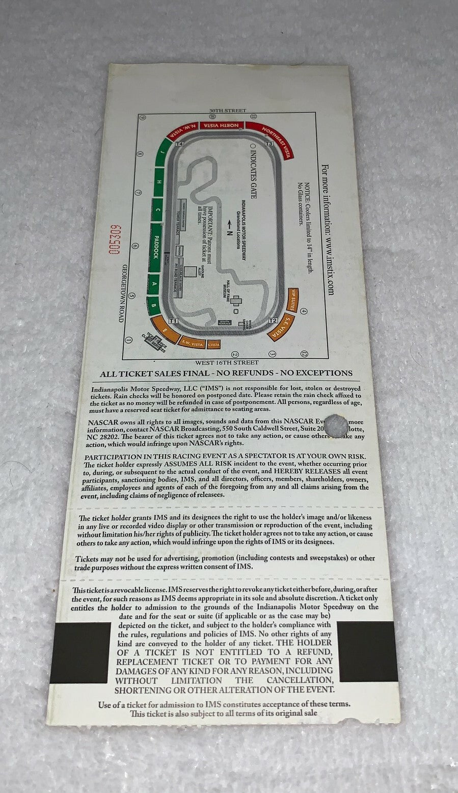 2011 Brickyard 400 NASCAR Sprint Cup Series Ticket Indianapolis Motor Speedway