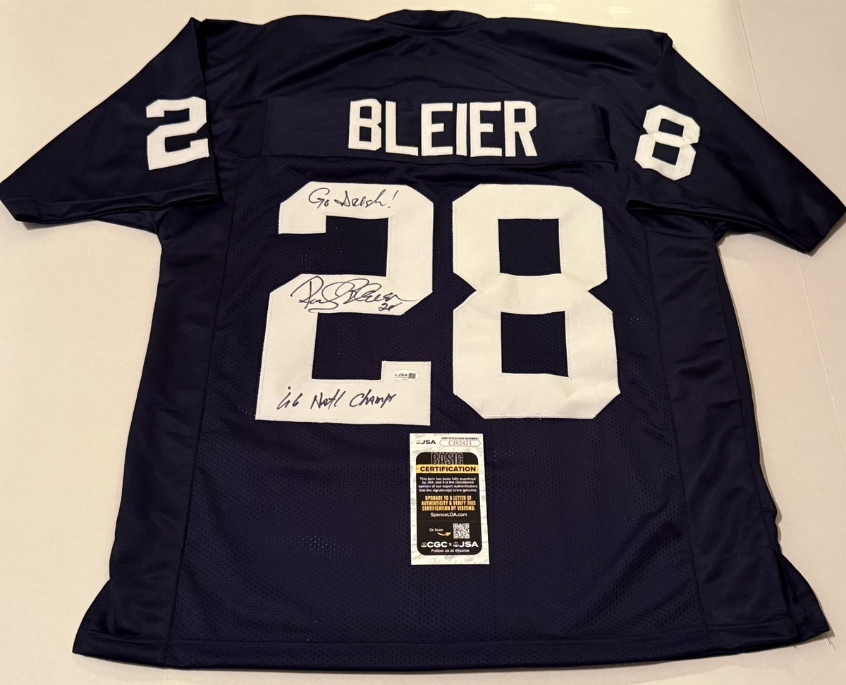 Rocky Bleier Notre Dame Fighting Irish signed Custom jersey W/ Inscriptions JSA