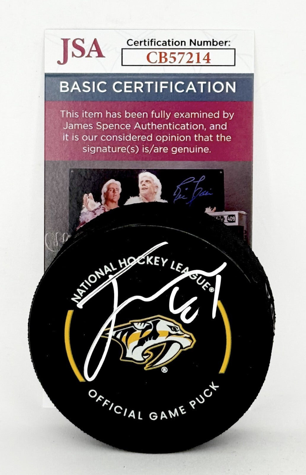 Jonathan Marchessault signed Nashville Predators Game Puck autographed JSA