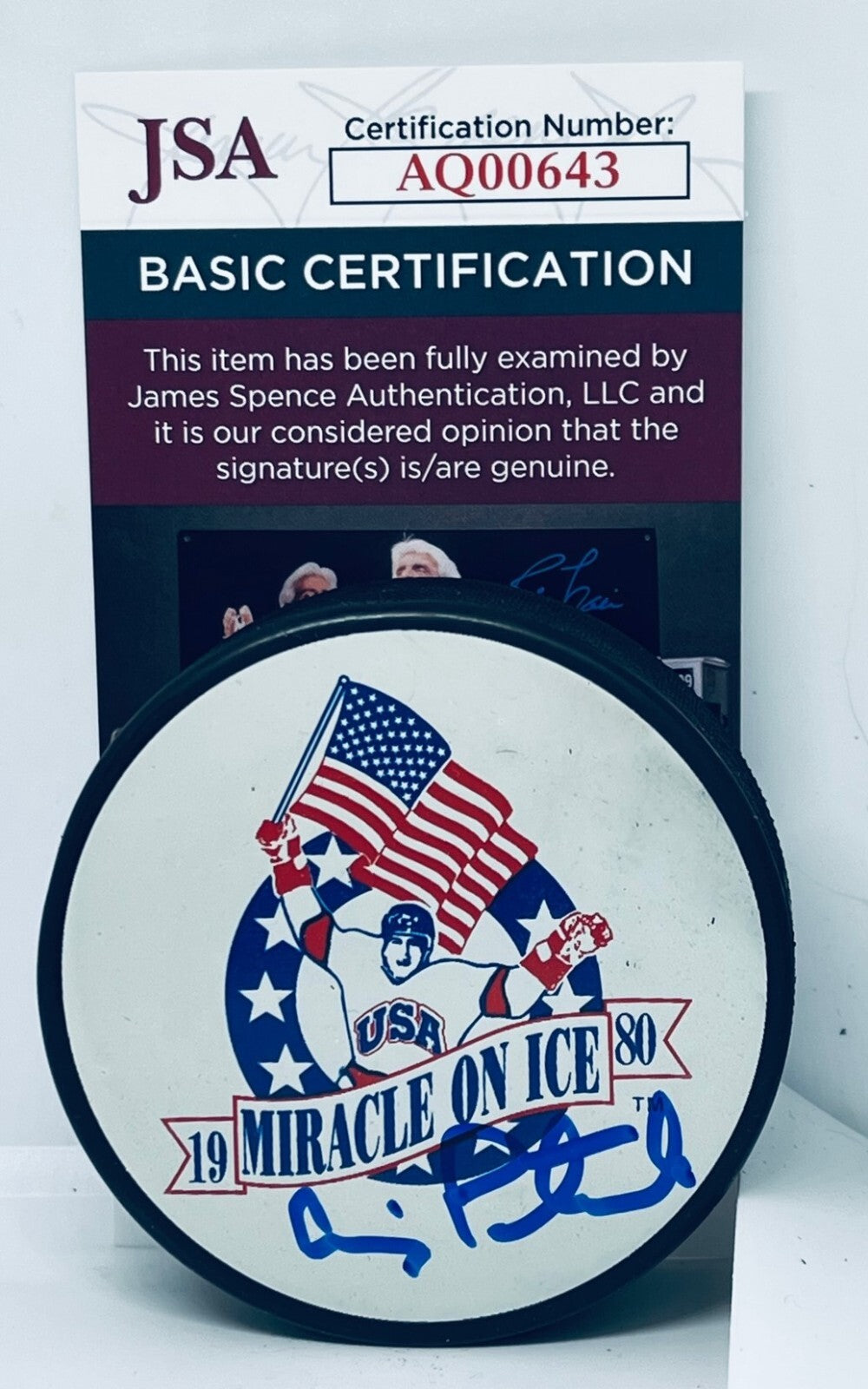 Craig Patrick Team USA signed 1980 Miracle On Ice Puck autographed JSA