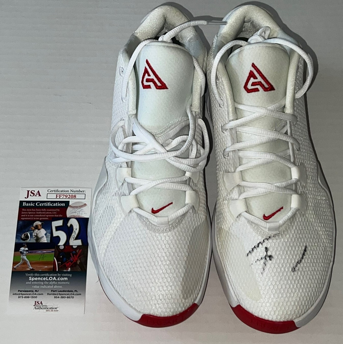 Giannis Antetokounmpo Milwaukee Bucks signed Nike Zoom Freak 1 Roses Shoes JSA