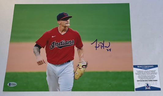 Zach Plesac signed Cleveland Indians 11x14 photo #2 Beckett Witnessed