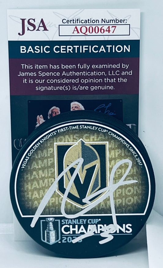 Alec Martinez signed Vegas Golden Knights 2023 Stanley Cup Champs Puck JSA