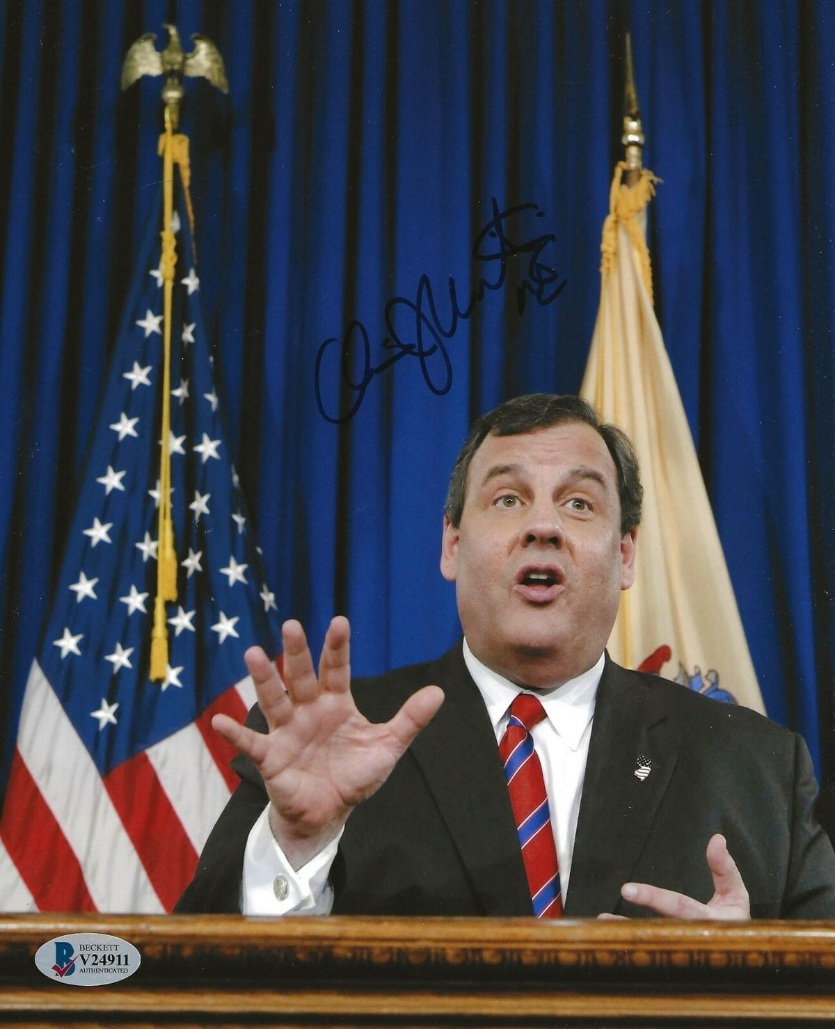 Chris Christie New Jersey Governor signed 8x10 photo autographed BAS Beckett