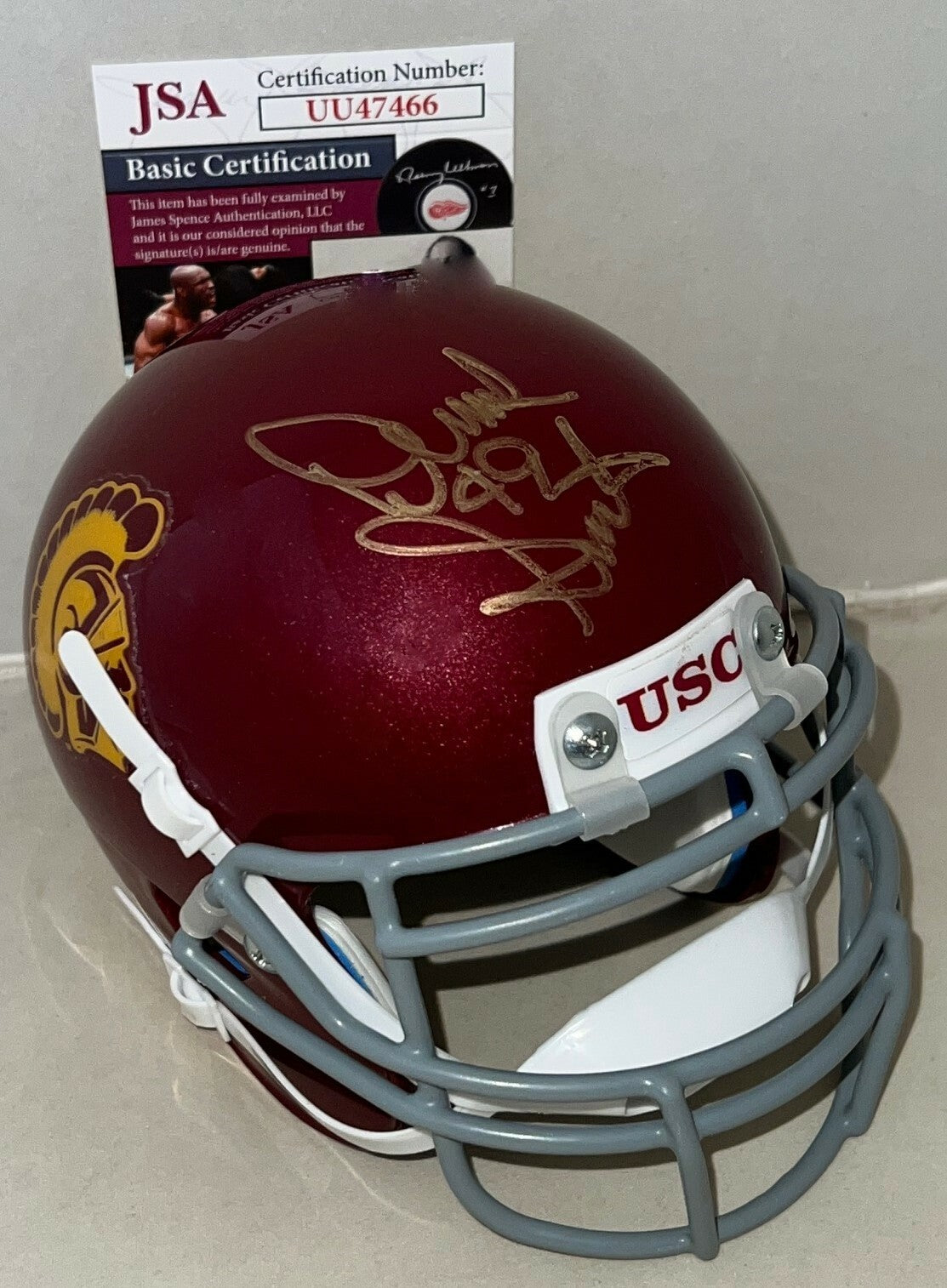 Dennis Smith Denver Broncos signed USC Trojans mini helmet autographed JSA