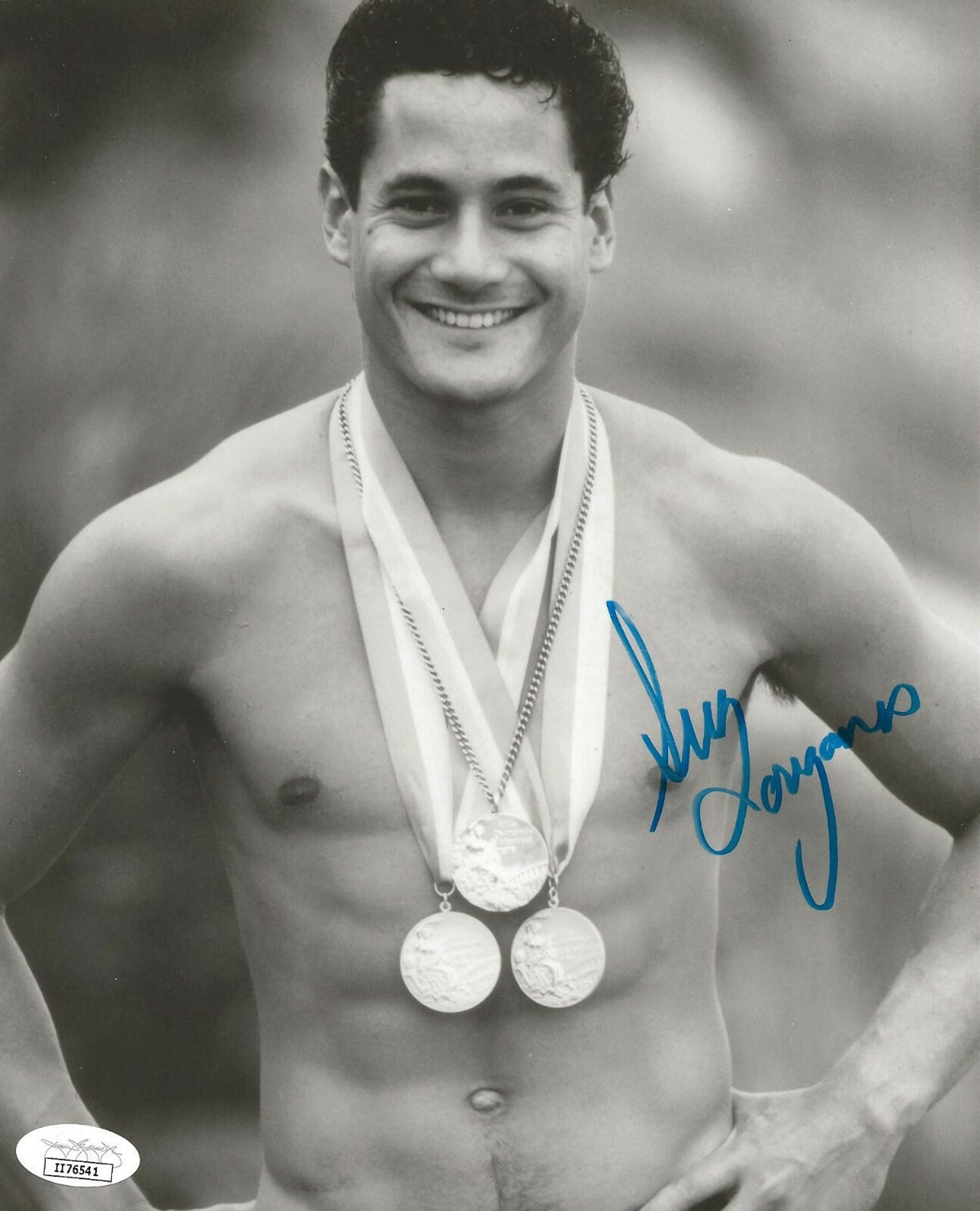 Greg Louganis USA Gold Medal Diver signed Olympics 8x10 photo autographed JSA
