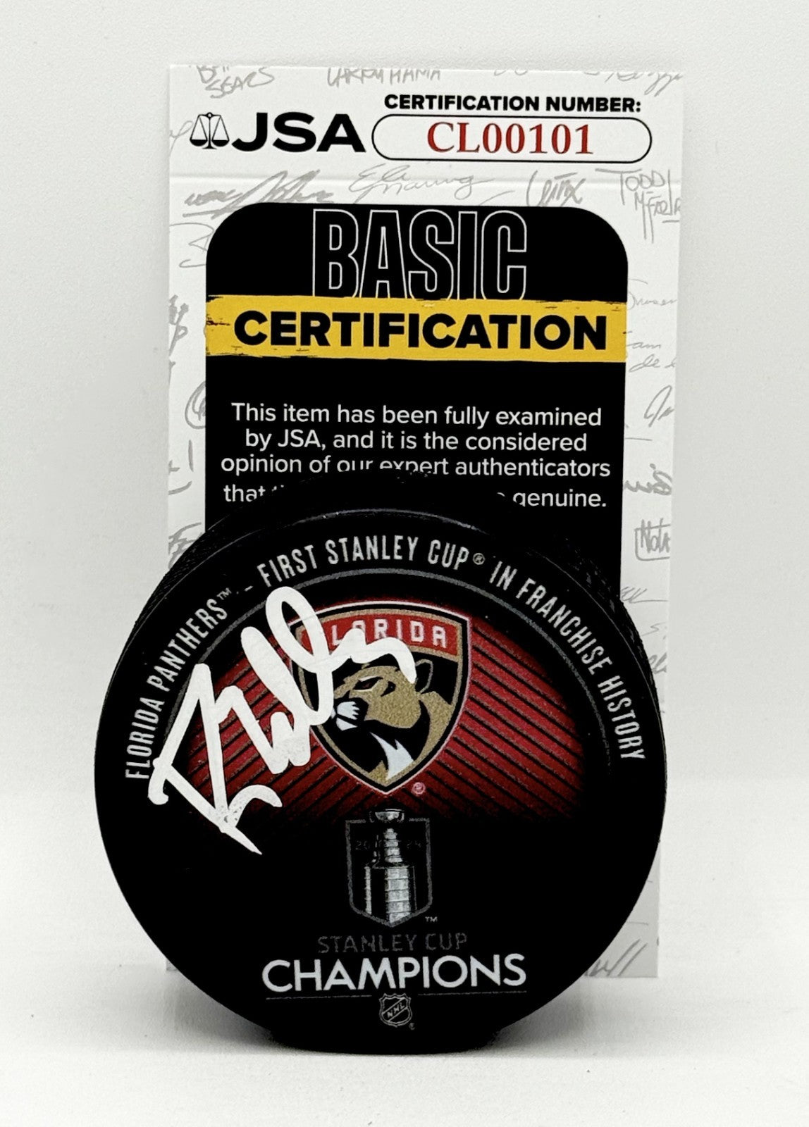 Randy Moller signed Florida Panthers 2024 Stanley Cup Champs Puck JSA