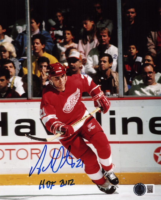 Adam Oates signed Detroit Red Wings 8x10 photo W/ HOF #1 Beckett Witnessed
