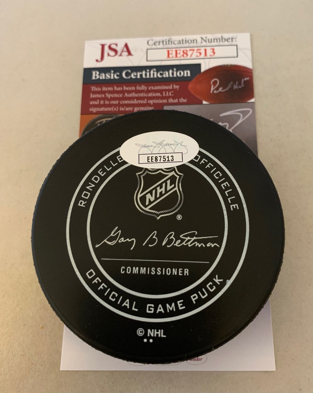 Ed Belfour signed Chicago Blackhawks Official Game Puck autographed Hawks JSA  