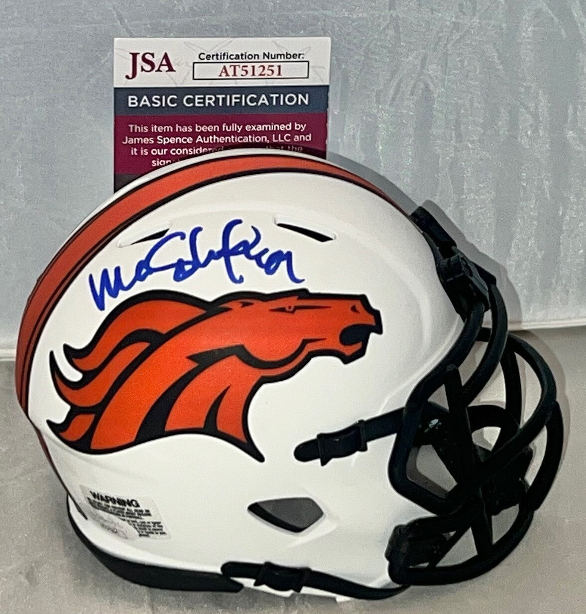 Mark Schlereth signed Denver Broncos Lunar Eclipse mini helmet autographed JSA