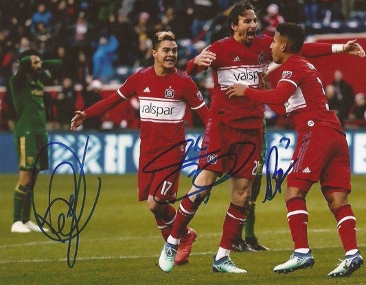 Alan Gordon, Brandon Vincent & Diego Campos signed Chicago Fire 8x10 photo