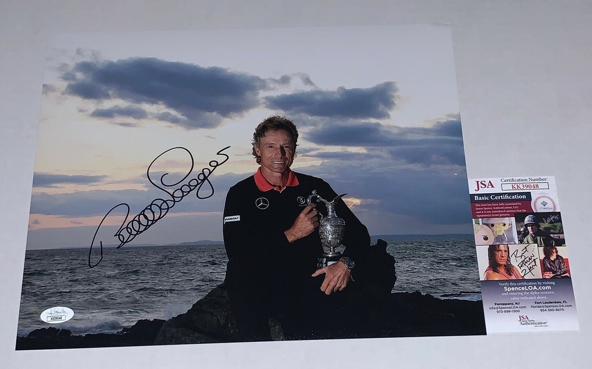 Bernhard Langer signed British Open Trophy 11x14 photo autographed JSA