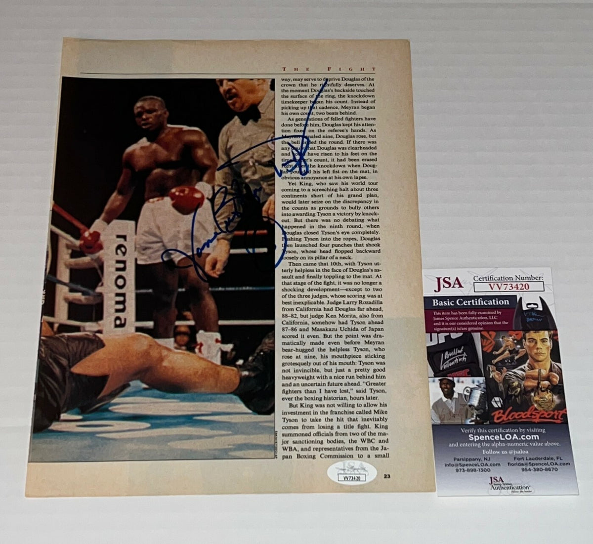Buster Douglas signed Magazine Page Boxing Champ autographed JSA