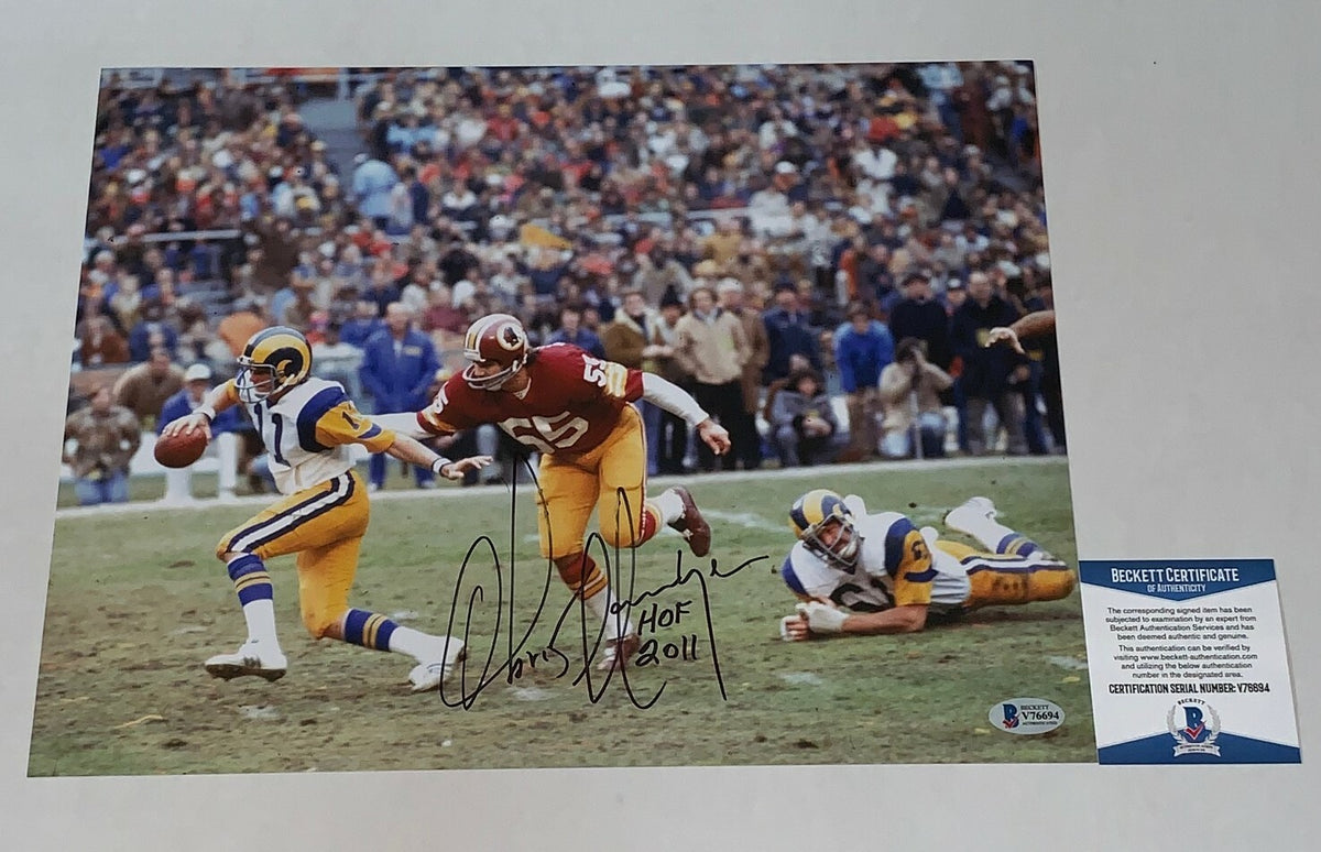 Chris Hanburger signed Washington Redskins 11x14 photo HOF Inscription Beckett