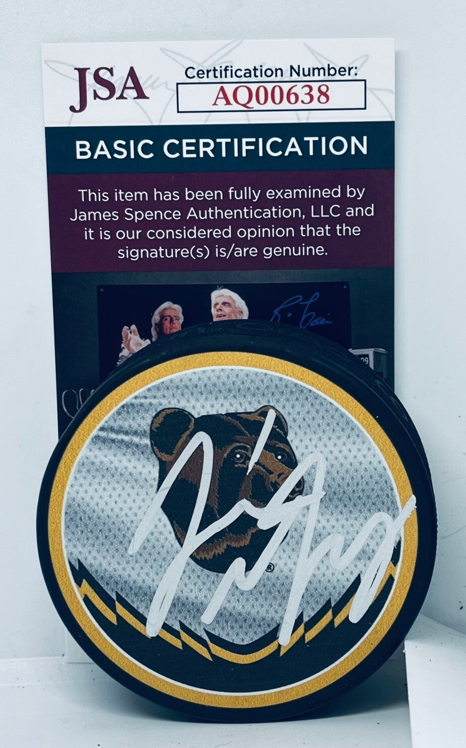 Jim Montgomery signed Boston Bruins Reverse Retro Puck autographed JSA COA