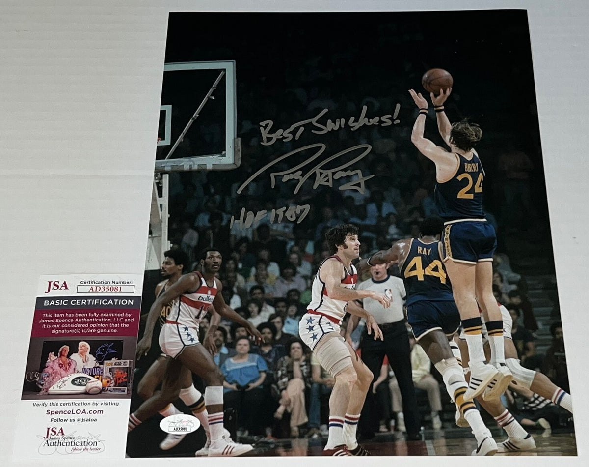 Rick Barry signed Golden State Warriors 11x14 photo autographed W/ HOF Ins. JSA