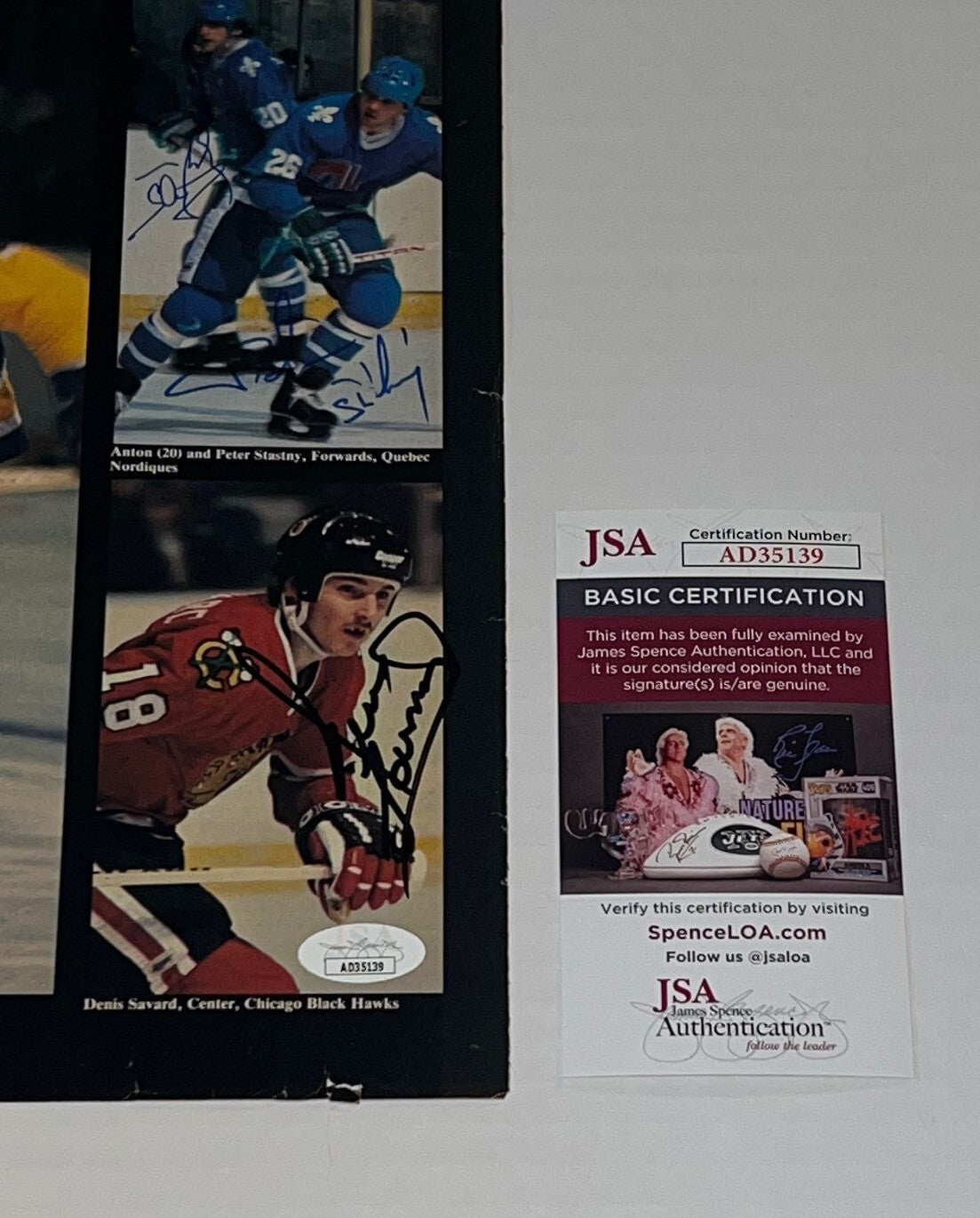 Larry Murphy, Denis Savard, Anton & Peter Stastny signed Magazine Page JSA