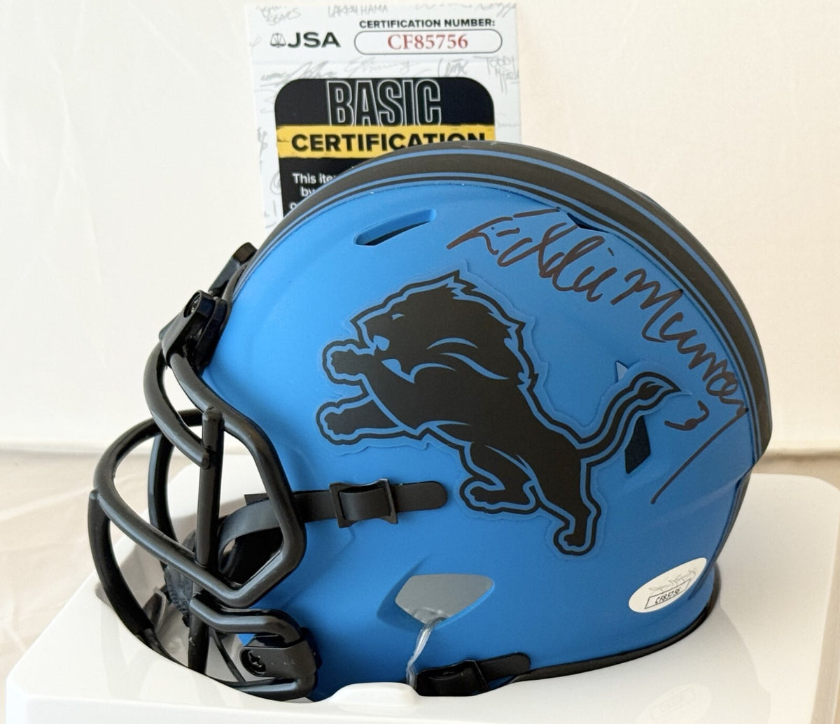 Eddie Murray signed Detroit Lions Rave mini helmet autographed JSA