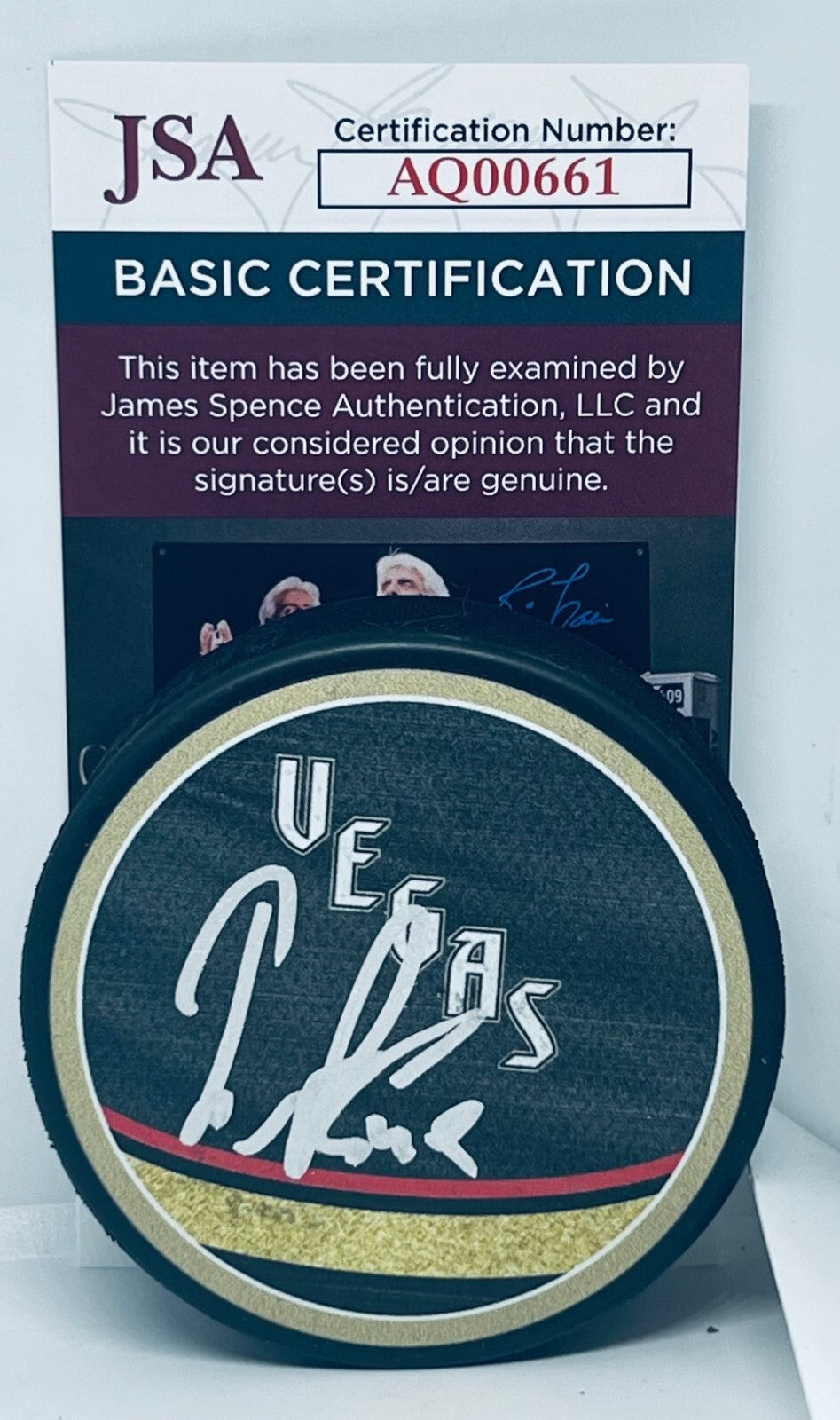 Ivan Barbashev signed Vegas Golden Knights Reverse Retro Puck autographed JSA