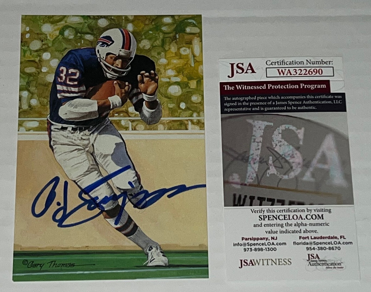 O.J. Simpson Buffalo Bills signed Goal Line Art Card autographed JSA Witnessed