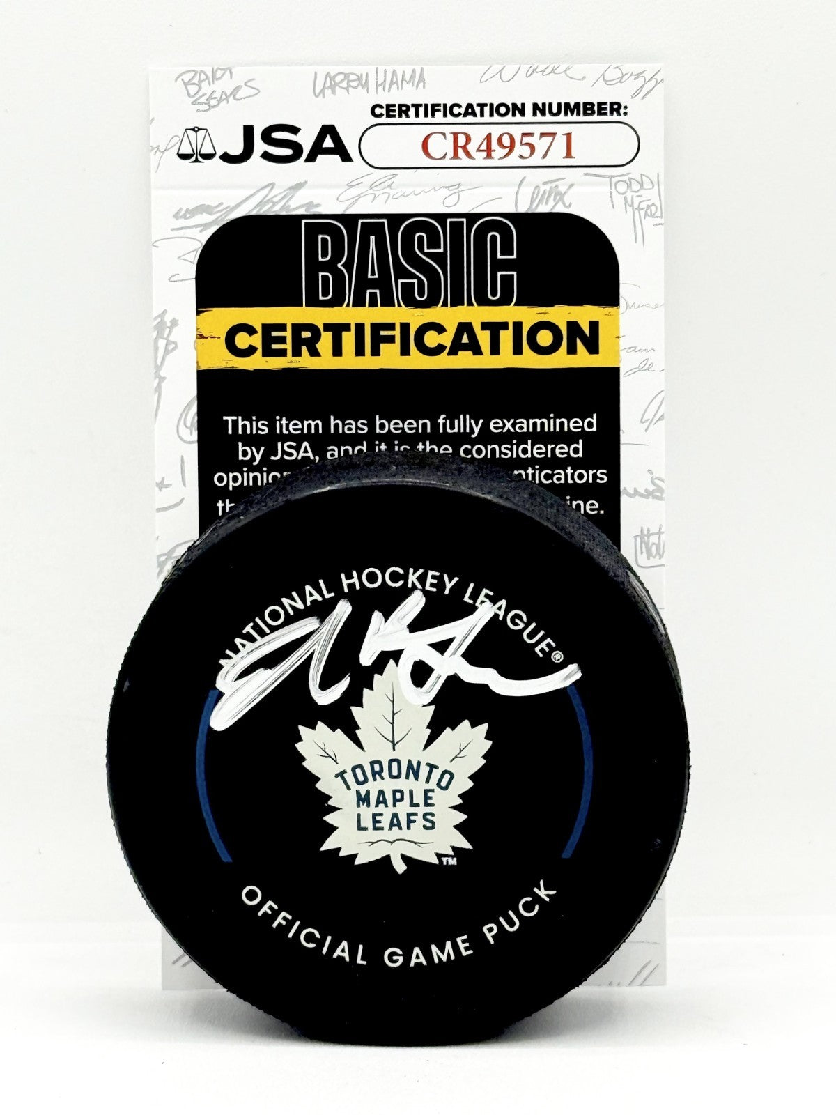 Ed Belfour signed Toronto Maple Leafs Official Game Puck autographed JSA COA