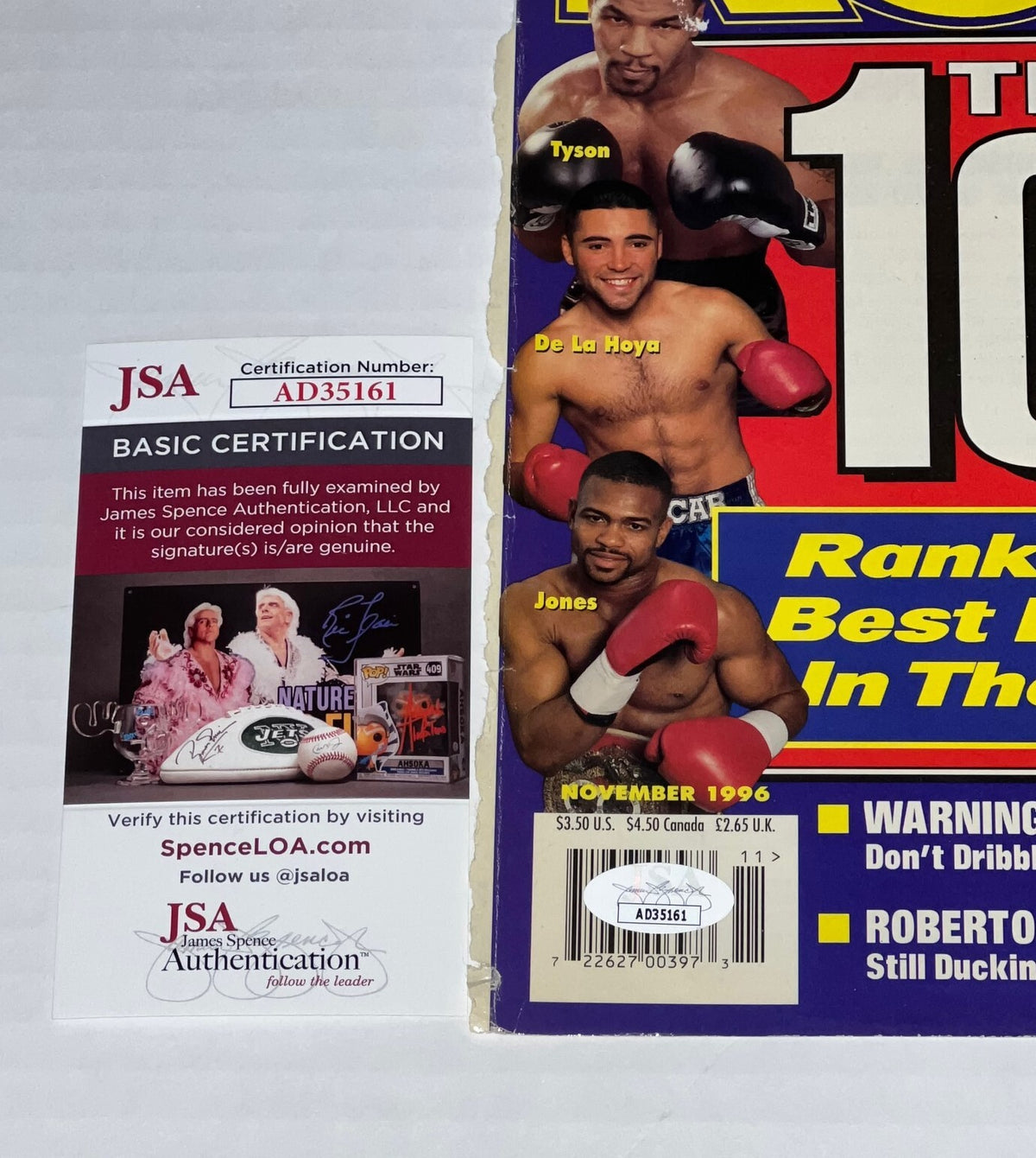 Oscar De La Hoya signed Magazine Page Boxing Champ autographed JSA