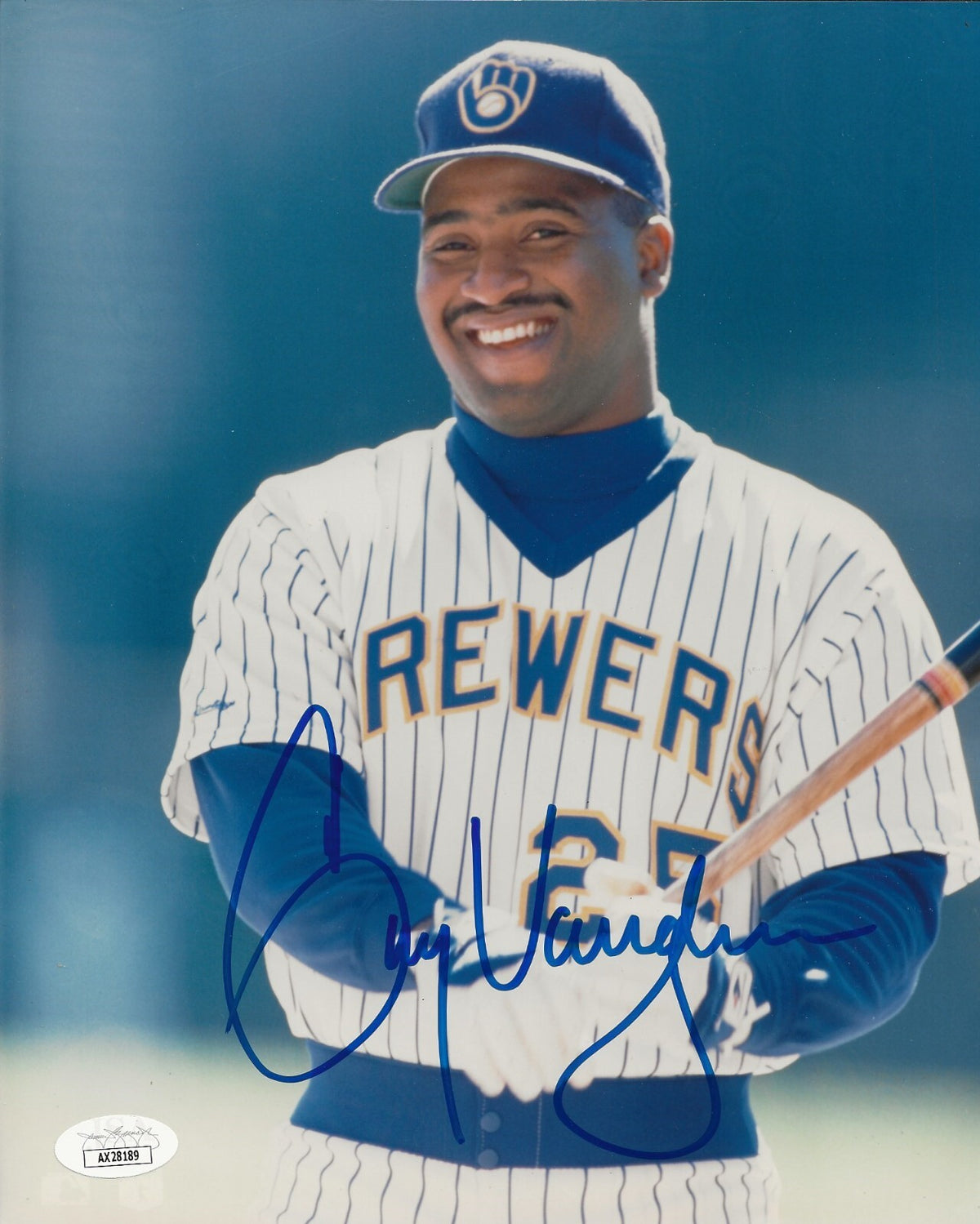 Greg Vaughn signed Milwaukee Brewers 8x10 photo autographed JSA