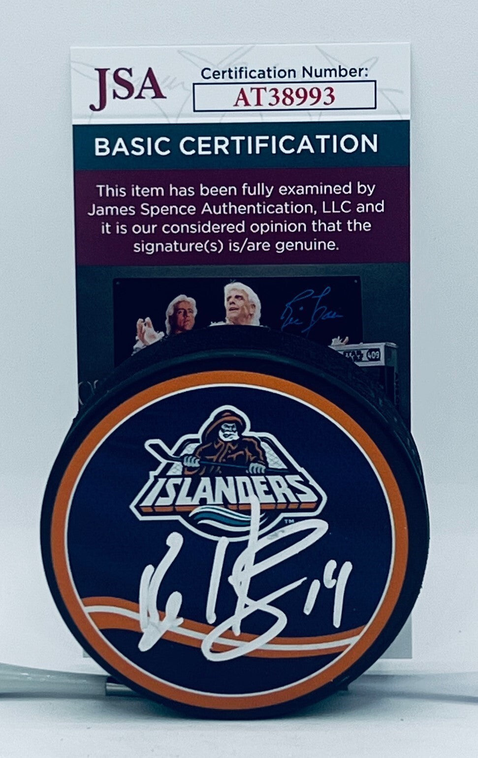 Bo Horvat signed New York Islanders Reverse Retro Puck autographed #2 JSA