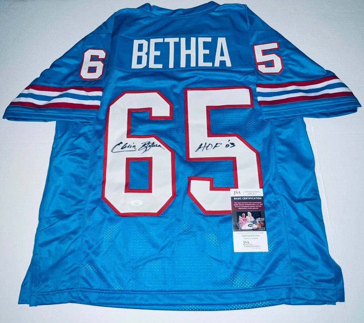 Elvin Bethea Houston Oilers signed Custom jersey autographed W/ HOF Inscrip. JSA