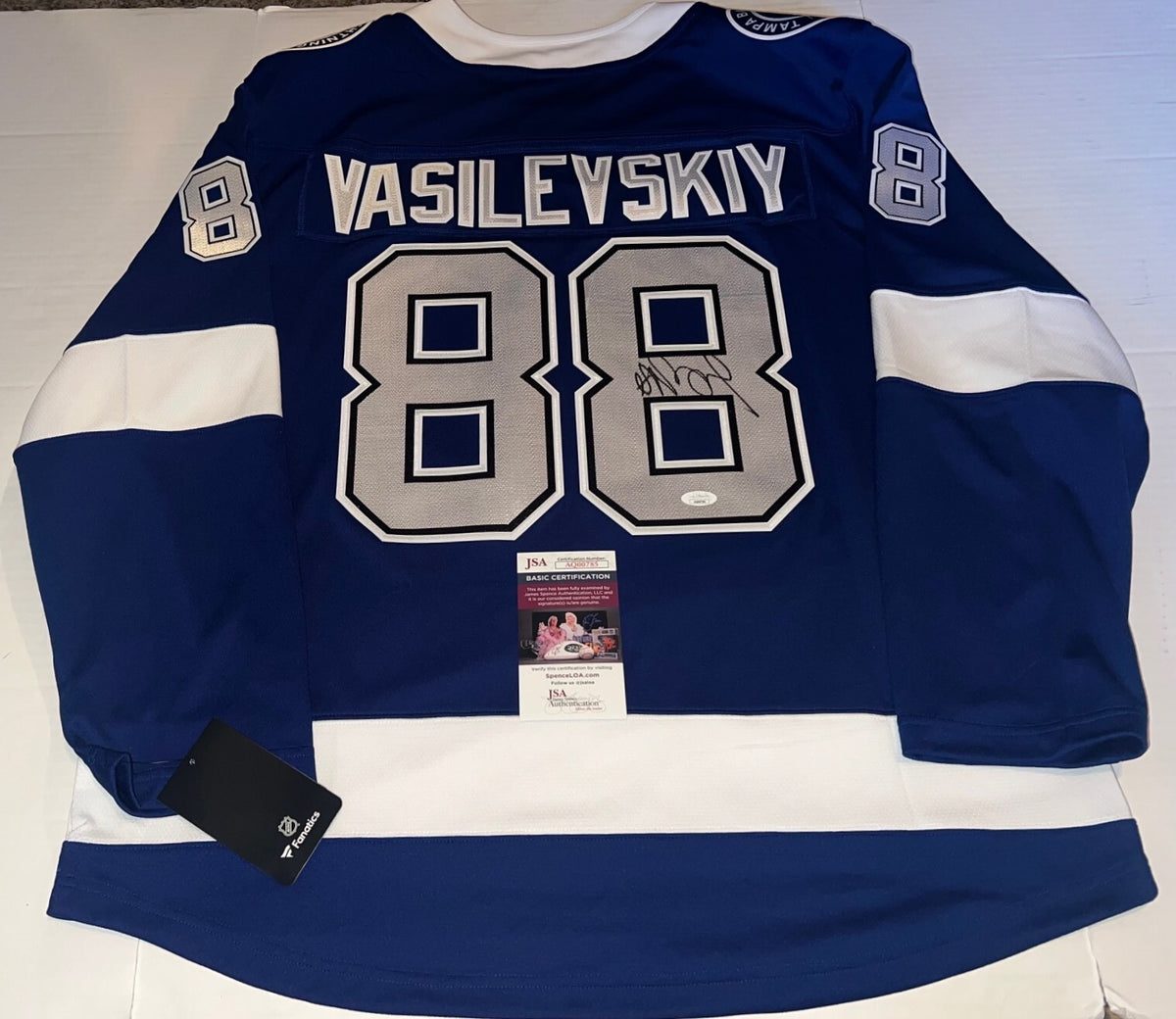 Andrei Vasilevskiy signed Tampa Bay Lightning Licensed jersey autographed JSA