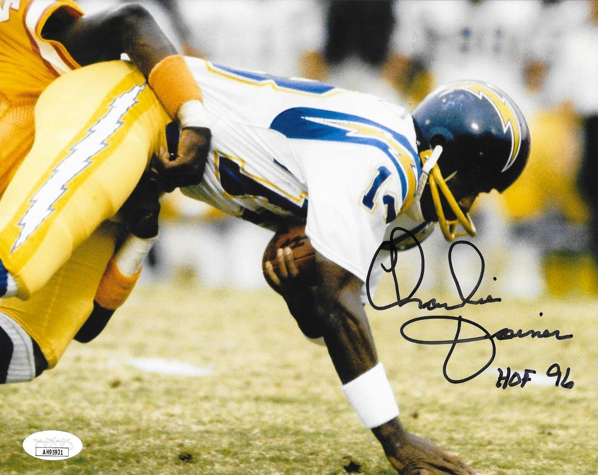 Charlie Joiner signed San Diego Chargers 8x10 photo W/ HOF Inscription #13A JSA