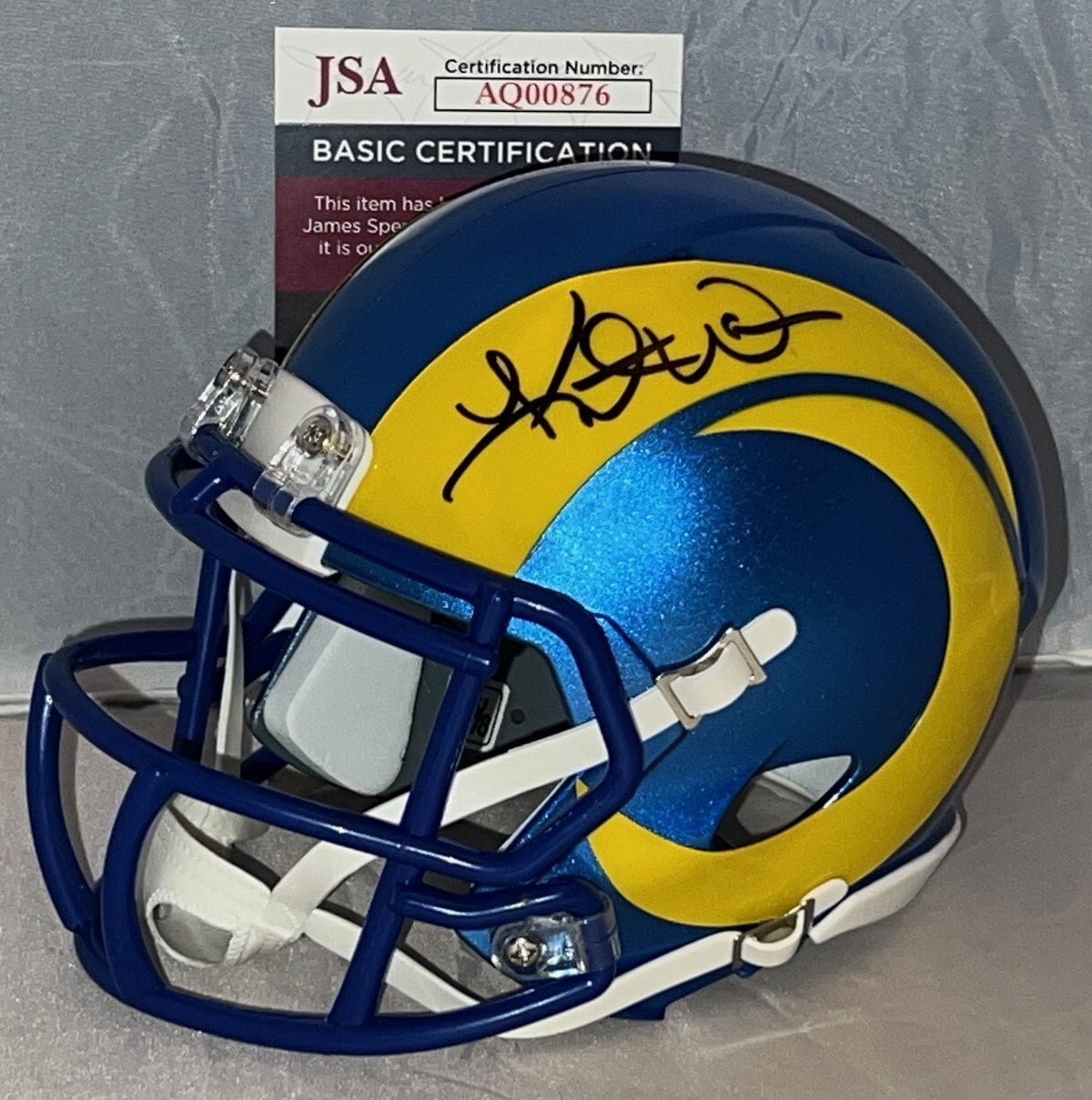 Kurt Warner St. Louis Rams signed Rams mini helmet autographed #1 JSA