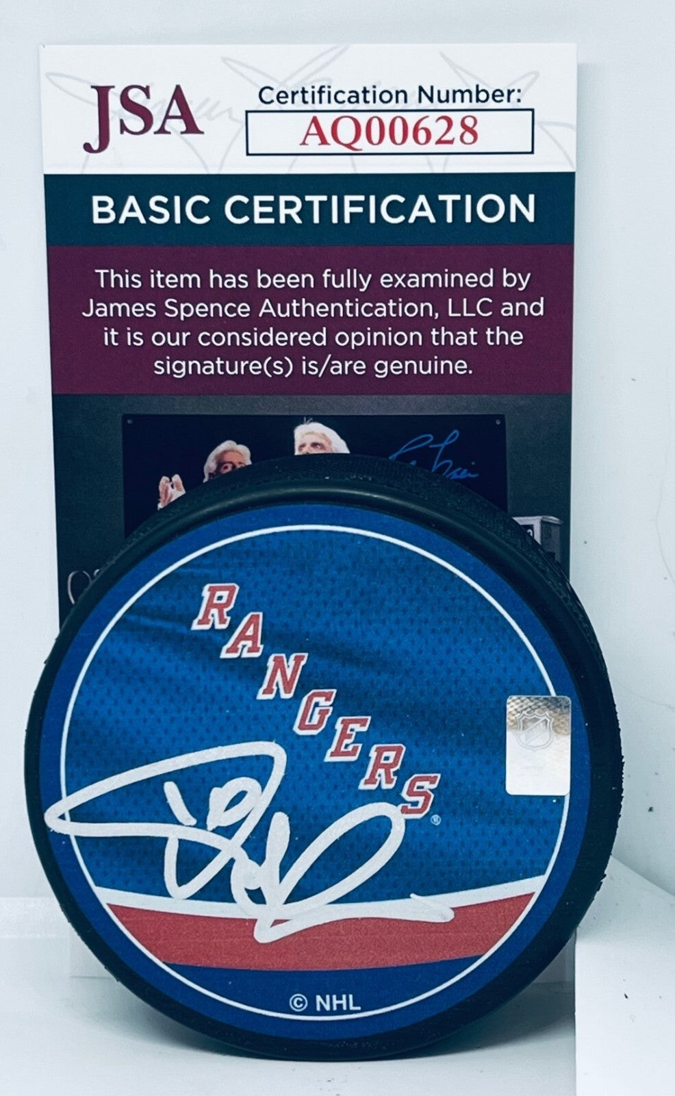 Pat Verbeek signed New York Rangers Reverse Retro Puck autographed JSA