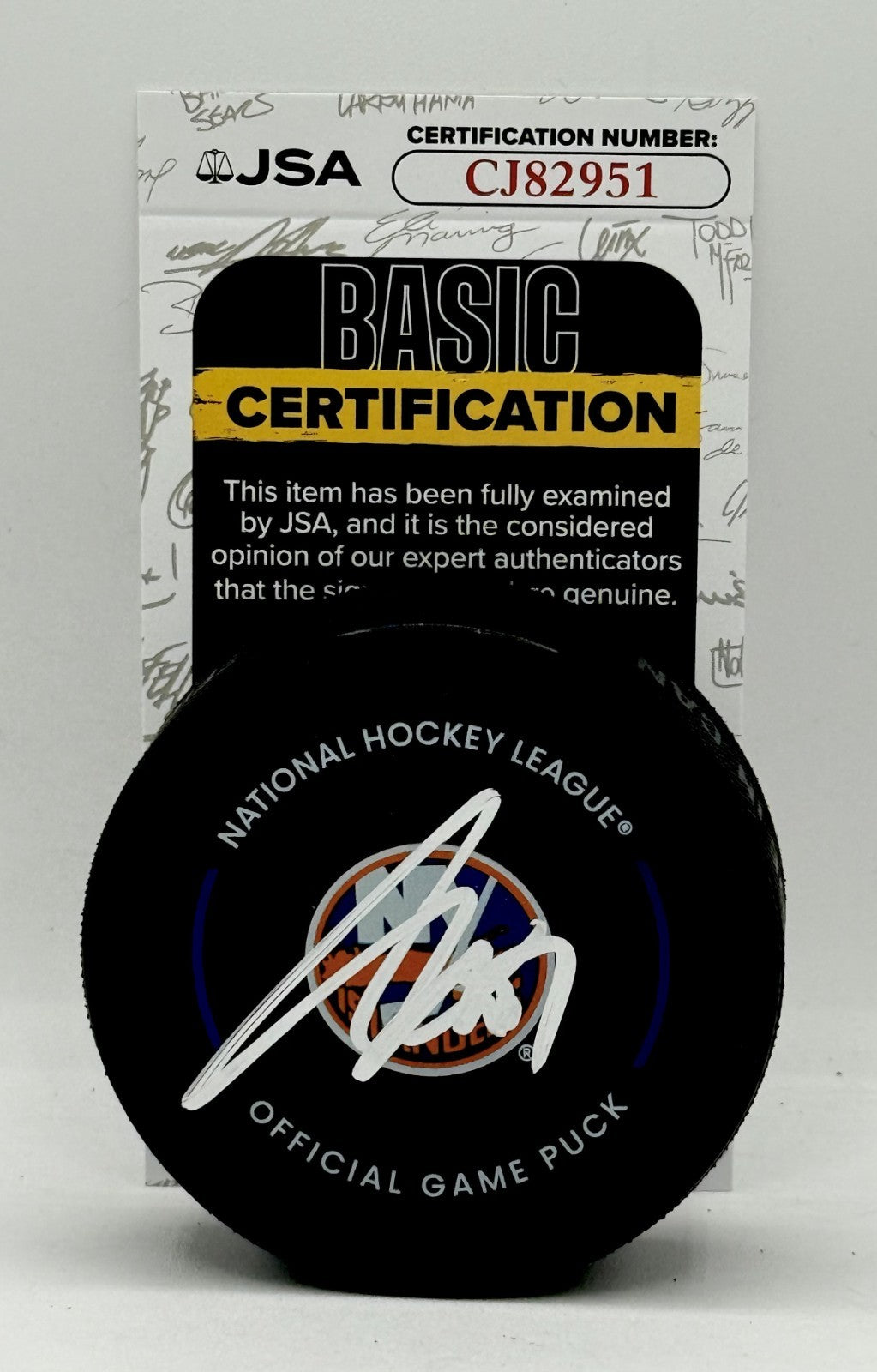 Anders Lee signed New York Islanders Official Game Puck autographed JSA