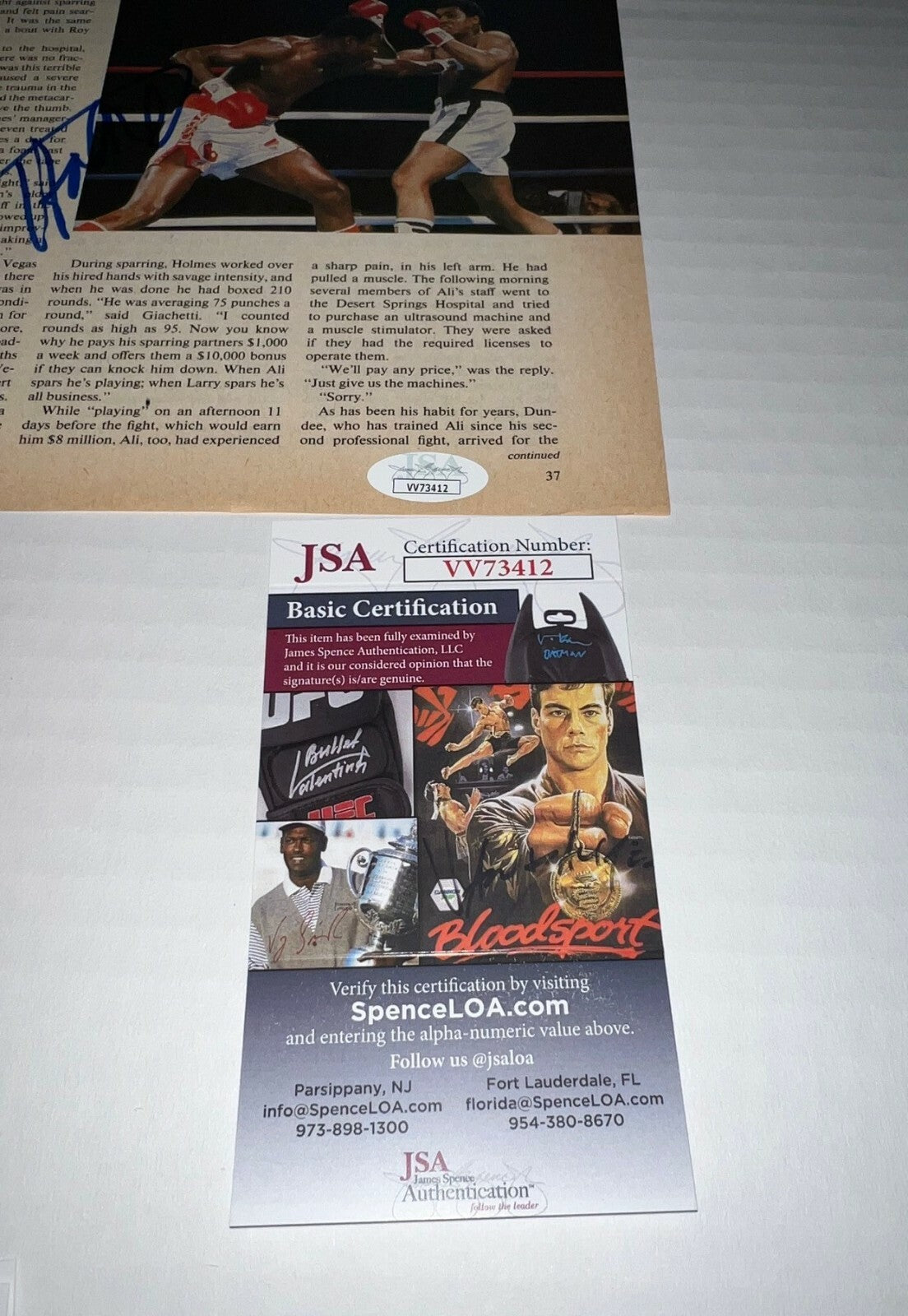 Larry Holmes Heavyweight Champ signed Boxing Magazine Page autographed 7 JSA