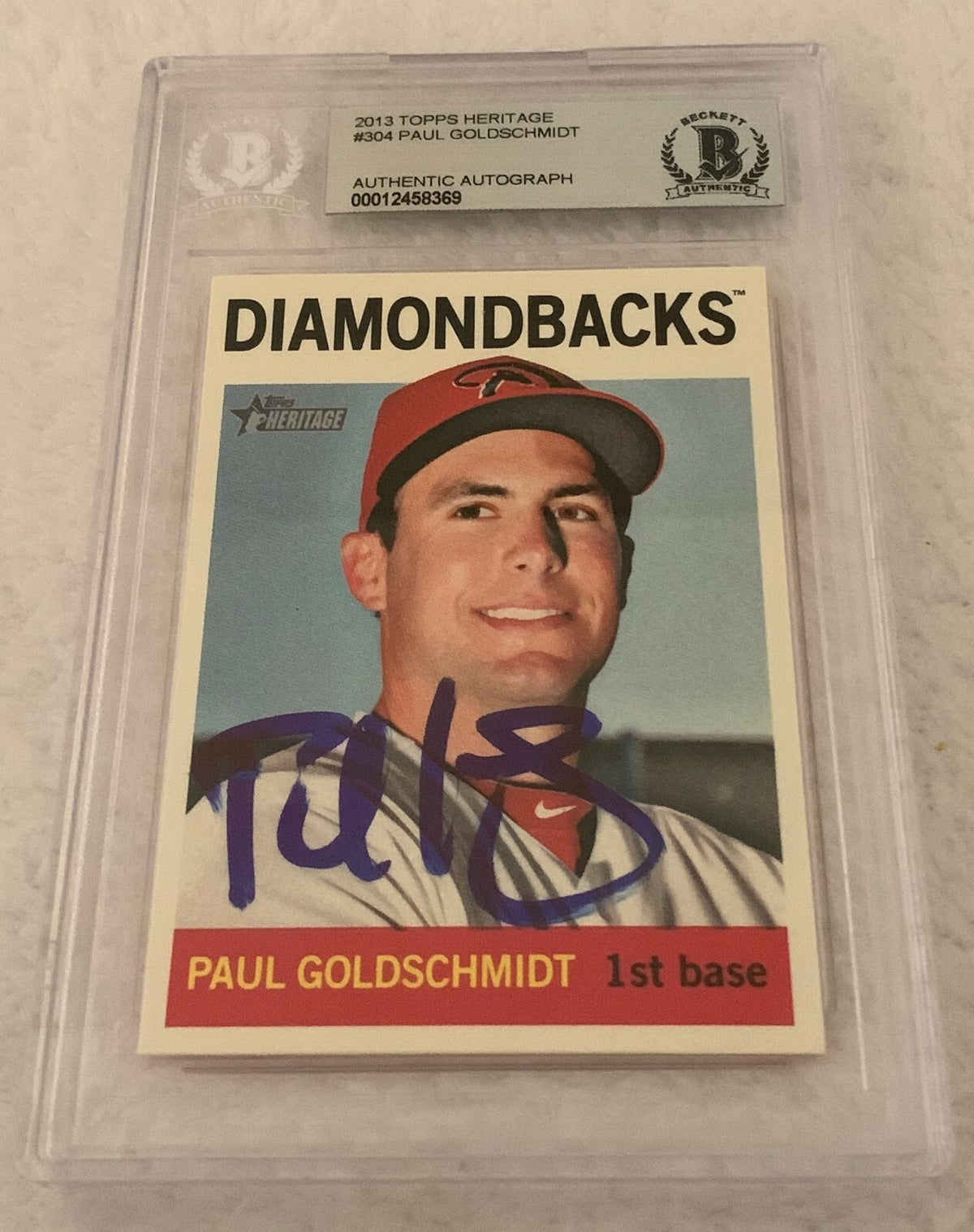 Paul Goldschmidt Diamondbacks signed 2013 Topps Heritage #304 Card BAS Beckett