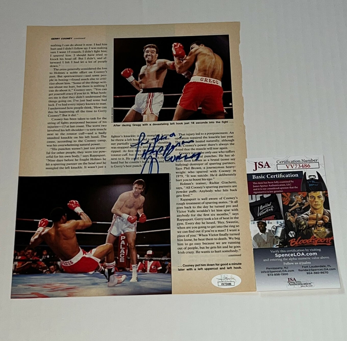 Gerry Cooney signed Boxing Magazine Page autographed 2 JSA