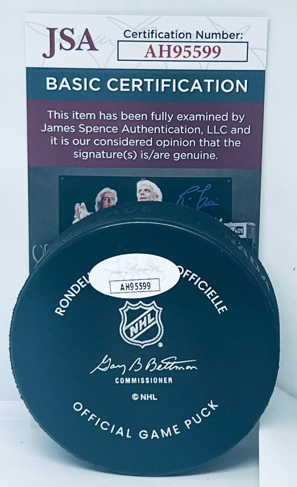 Jared Bednar signed Colorado Avalanche Official Game Puck autographed Avs JSA