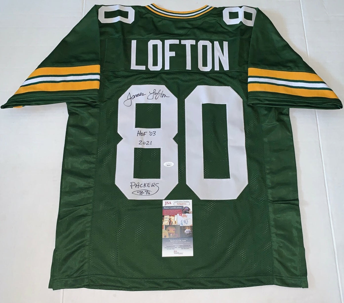 James Lofton Green Bay Packers signed jersey autographed W/ Inscriptions JSA