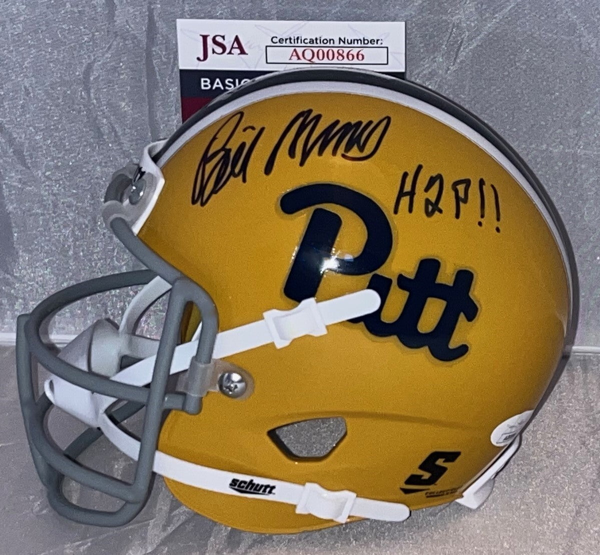 Bill Maas KC Chiefs signed Pitt Panthers Throwback mini helmet autographed JSA
