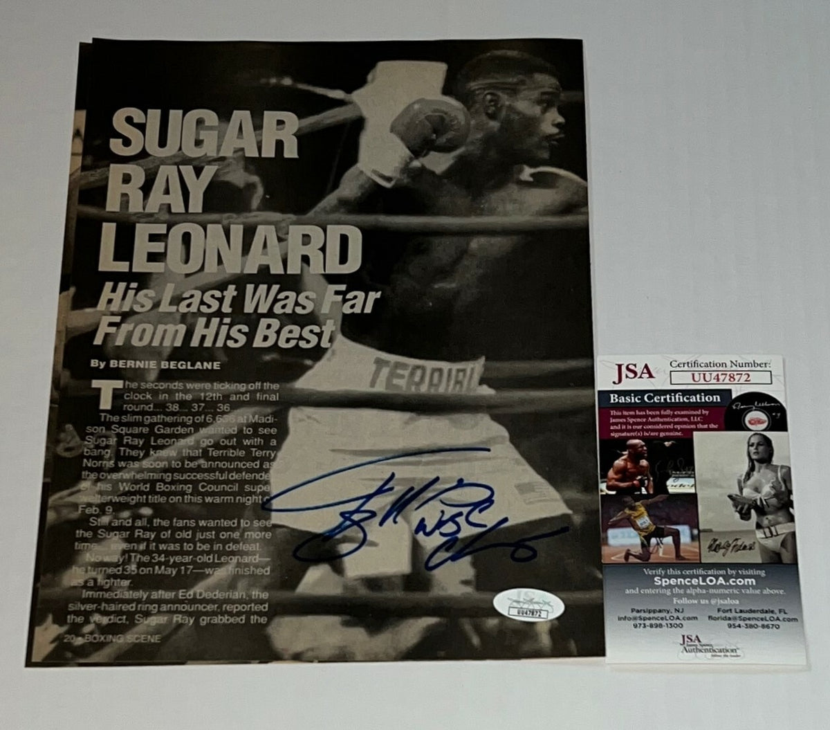 Terrible Terry Norris signed Magazine Page Boxing Champ autographed 2 JSA